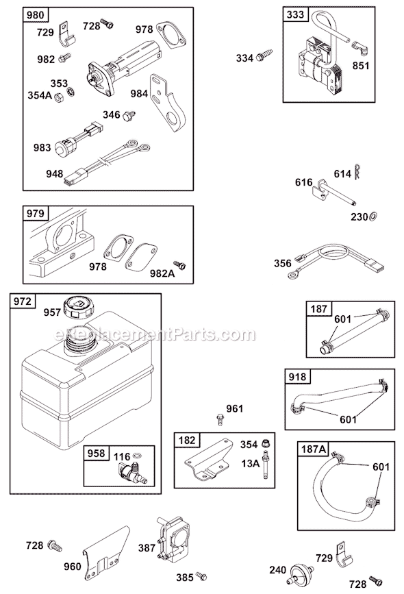 Page D Diagram and Parts List for 19B400SERIES  Briggs and Stratton Engine